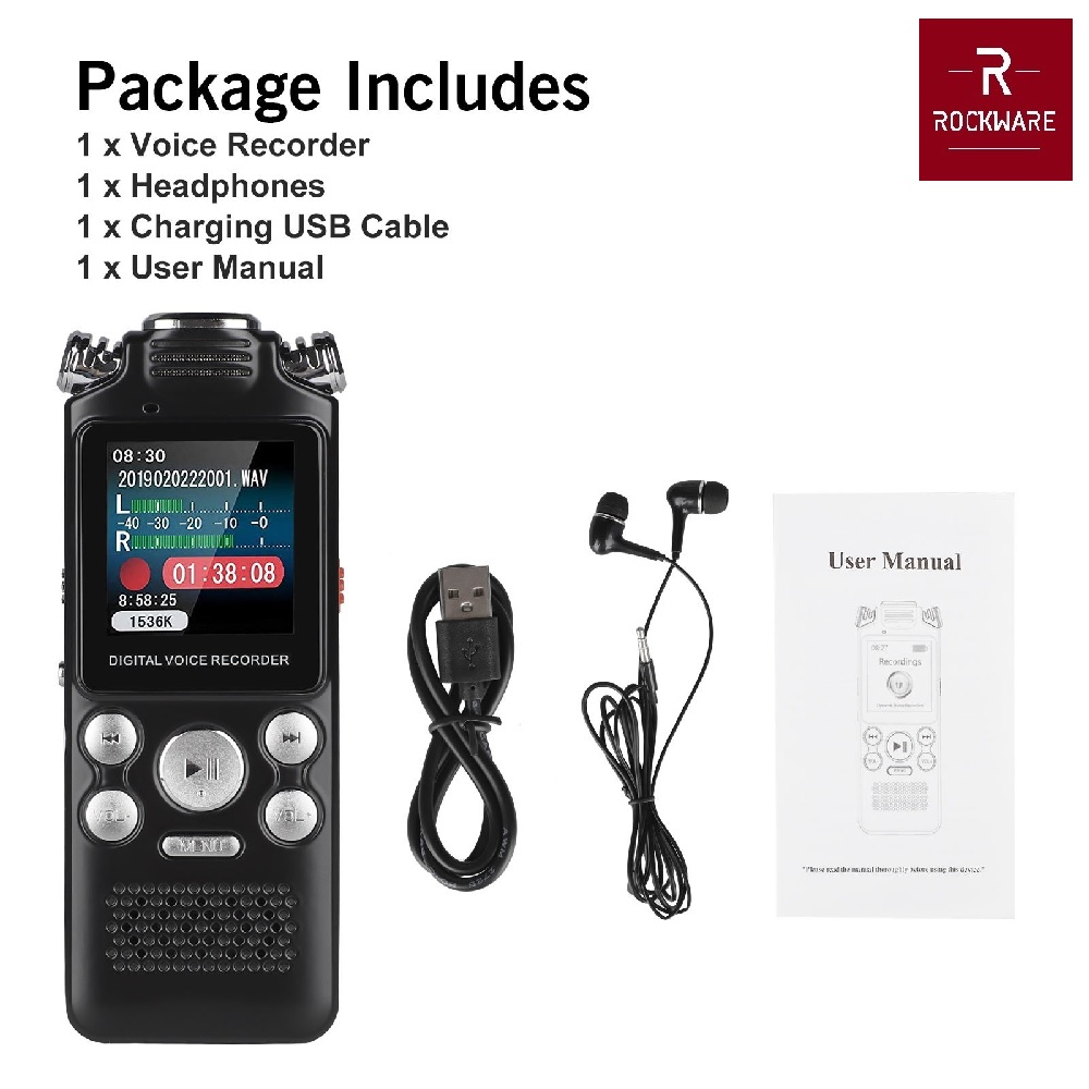 AKN88 - ROCKWARE RW-AVR09 - Digital Voice Recorder - Perekam Suara Digital 8GB