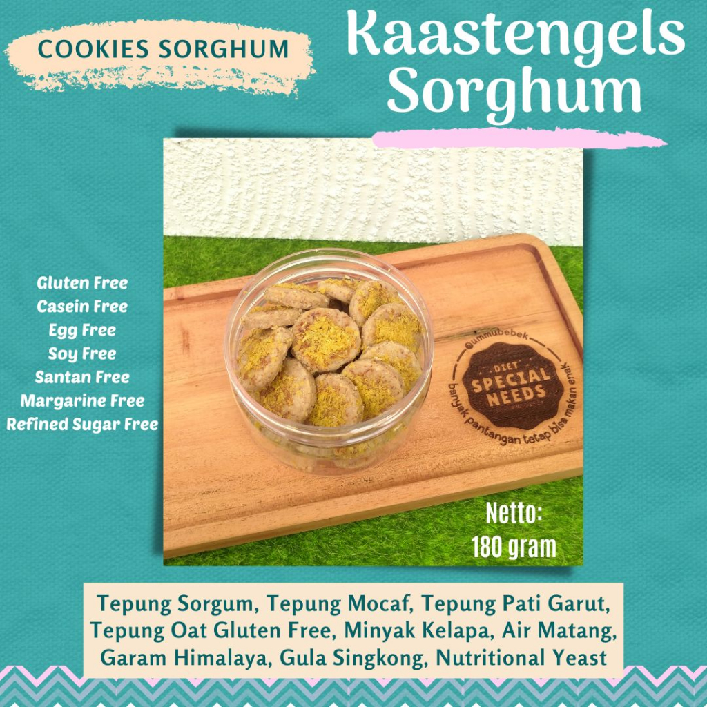 

KAASTENGELS SORGHUM Tanpa Keju Dairy Free Gluten Free Egg Free Sugar Free Diet Special Needs