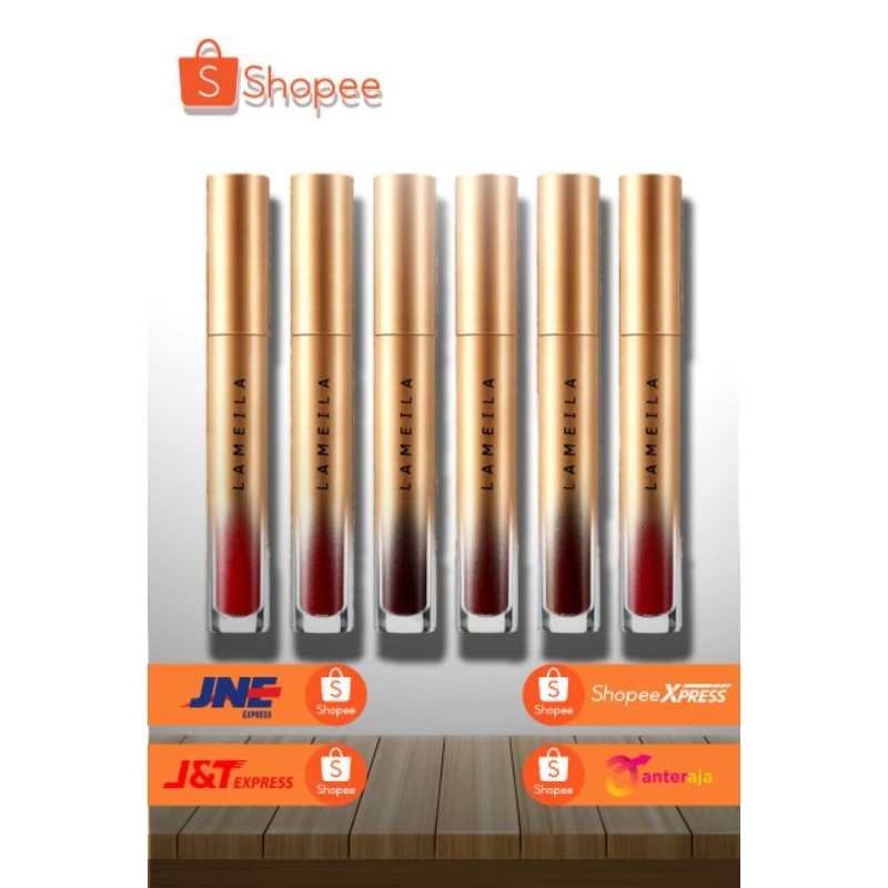 LAMEILA 1021LIQUID LIPSTIK VELVET LIP GLAZE GOLD EDITION LIPSTIK PELEMBAB SEMI MATTE