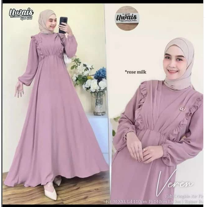 GAMIS WANITA VEREN DRESS BO BAHAN CRINKLE AIRFLOW SIZE M L XL DAN XXL LD 100 - 120 CM PB 140 CM GAMIS WANITA TERBARU 2023 KEKINIAN / DRESS CRINKLE WANITA JUMBO / MAXY DRESS WANITA JUMBO / FASHION MUSLIM MODERN