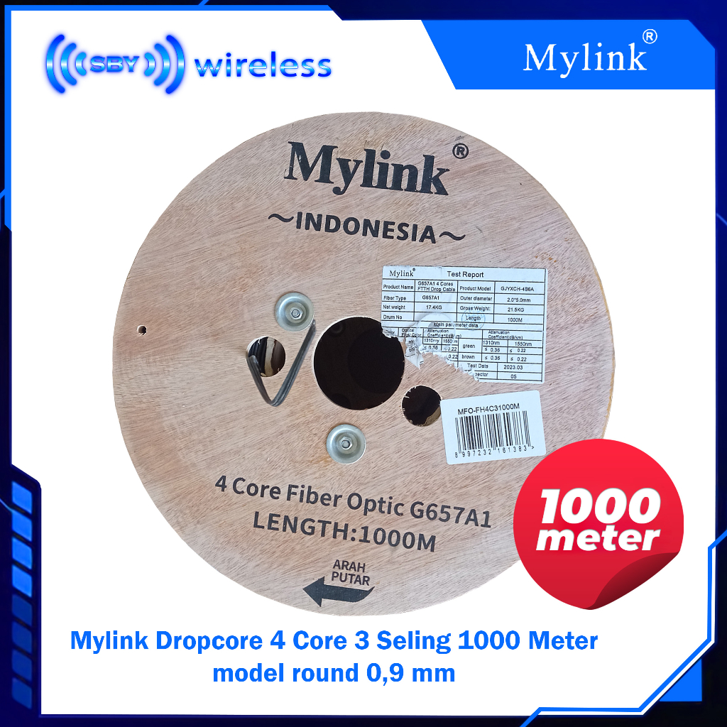 Mylink Kabel FTTH Dropcore 4 Core 3 Seling 1000meter Fiber optic 1 Km