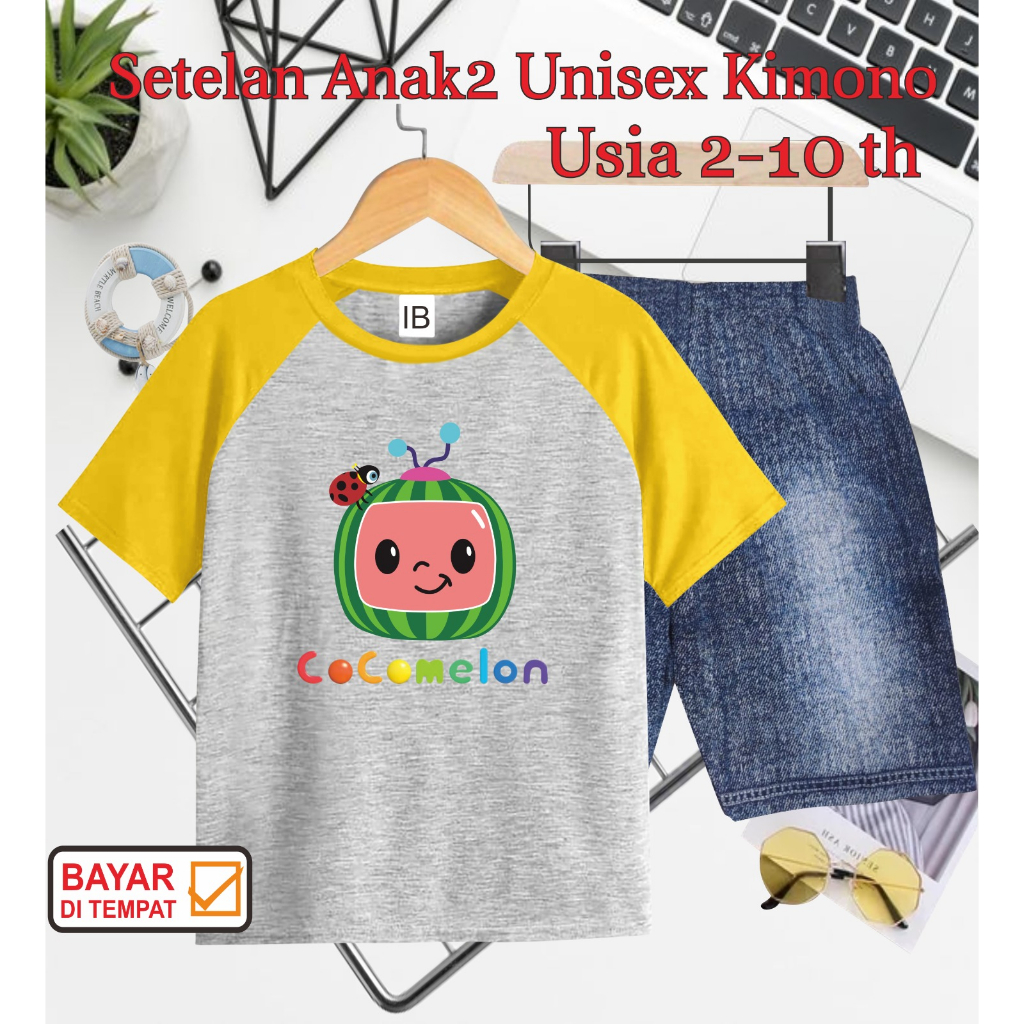 ((IB))SETELAN ANAK2 UNISEX KIMONO SEMI JEANS/COCO MELON DIGITAL SABLON