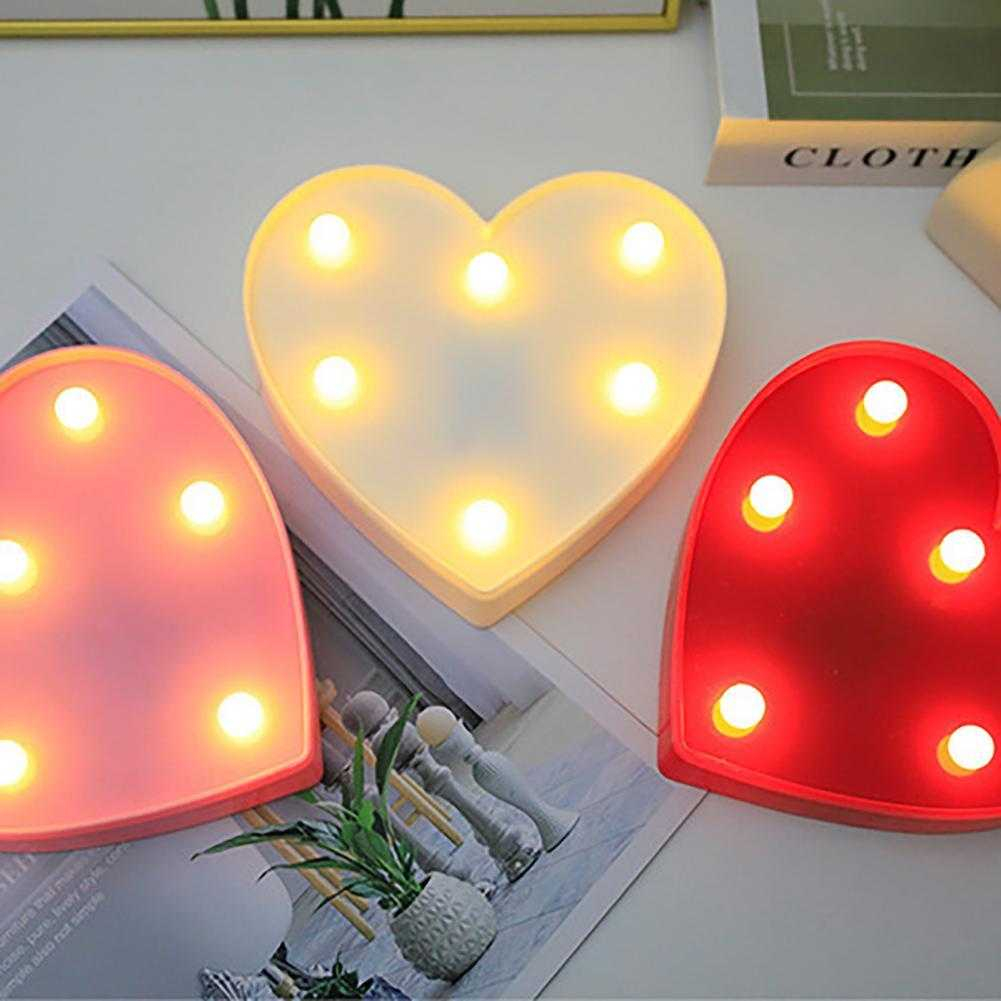 Lampu Meja Hias LED Romantis Bentuk Love Warm White Lembut Lampu Dekorasi Rumah Desain Minimalis Berkualitas