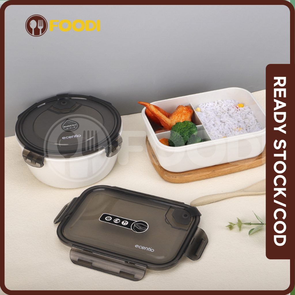 FOODI Kotak Makan 3 Sekat Grid lunch box 1300ml /Anti bocor food container Square/Free peralatan makan/Anti Tumpah Kotak Bekal makan