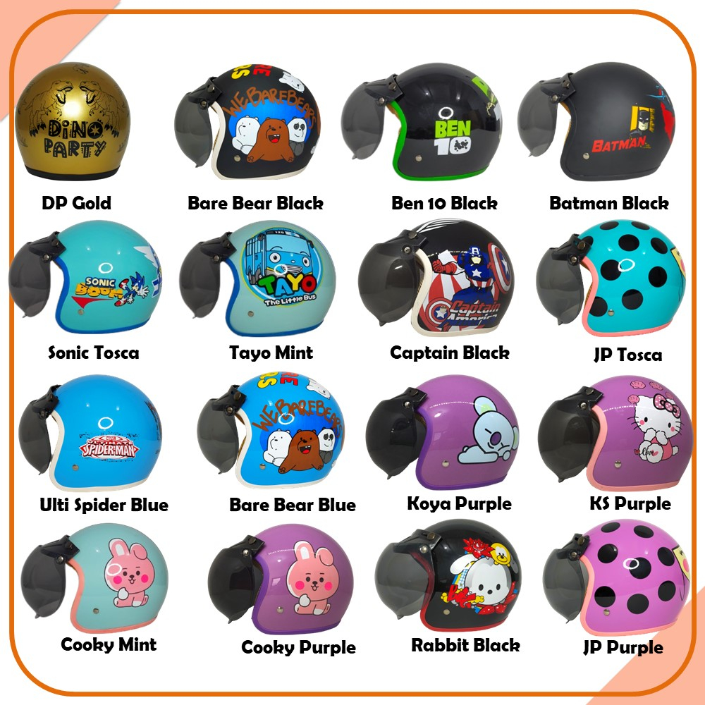 Helm Retro Bogo Anak Full Cat Motif CARTOON Murah