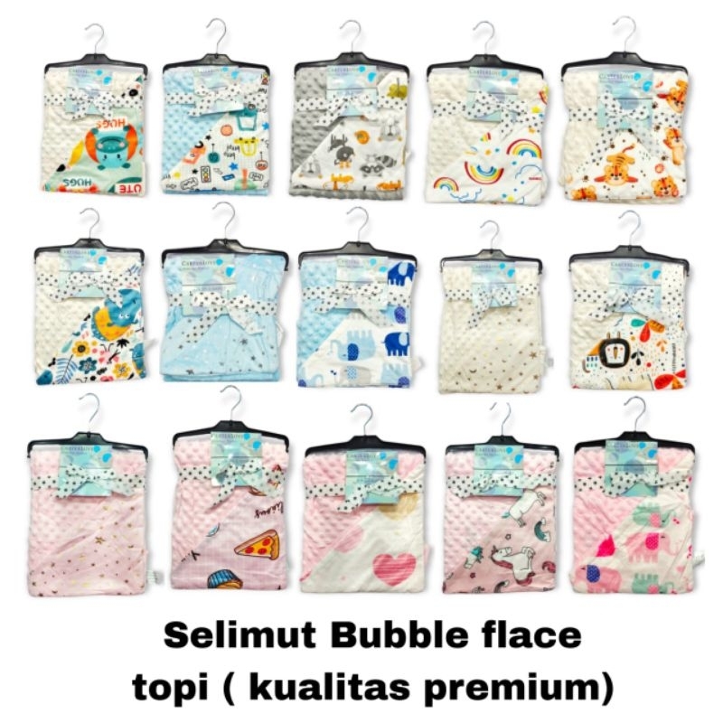 Selimut topi bayi newborn premium size jumbo / Hoodie baby blanket minky dot premium