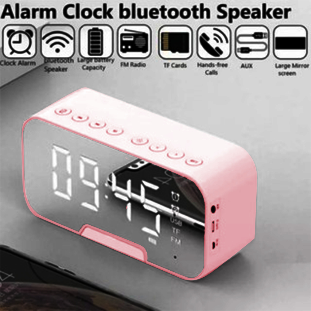 Speaker Bluetooth Jam Alarm Radio Dual Bass Portable Versi 5.0 Q5-PINK - XOBOX