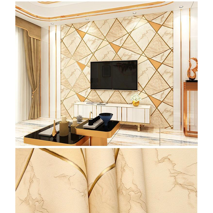 Wallpaper Sticker Dinding Ruang Tamu Motif Geometris 45cm x 10m