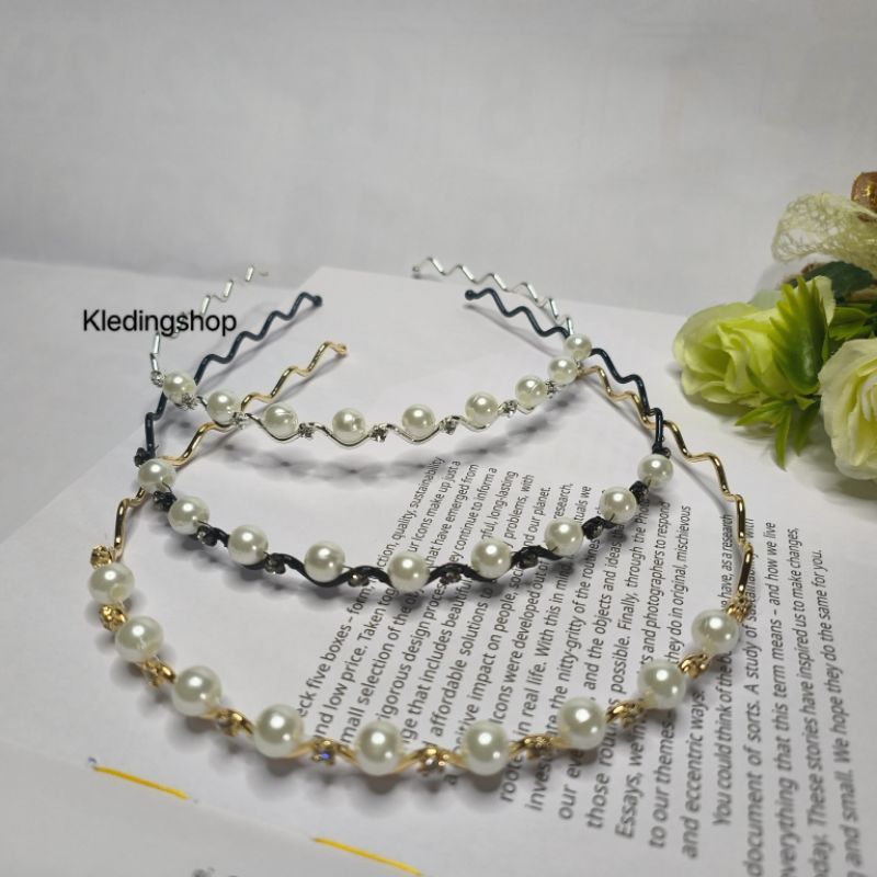 Bando mutiara korea/ bandana pearl hijab (L19)