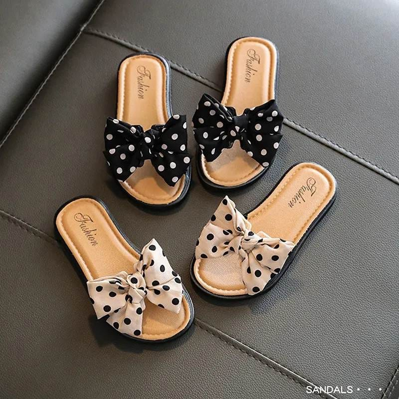 Sandal Selop Anak Perempuan Ribbon Polkadot