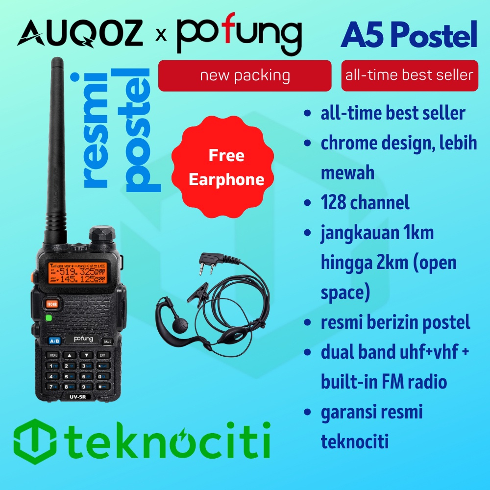 [2 PCS] - Paket Pofung UV5R /A5 5W-2 Pcs Radio HT Walkie Talkie Dual Band by Fujian Baofeng