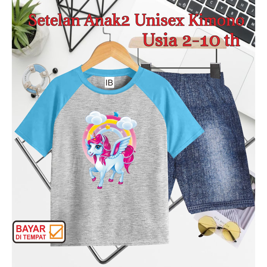 ((IB))SETELAN ANAK2 UNISEX KIMONO SEMI JEANS/PONI DIGITAL SABLON