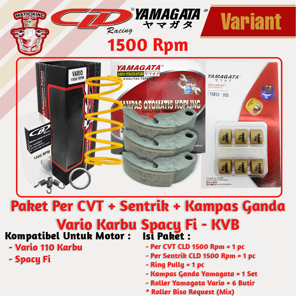 Paket Per CVT + Sentrik + Roller Kampas Ganda Honda Vario PCX ADV Fi ESP CBS ABS Techno Karbu 110/125/150/160 CLD YAMAGATA 1000/1500 RPM