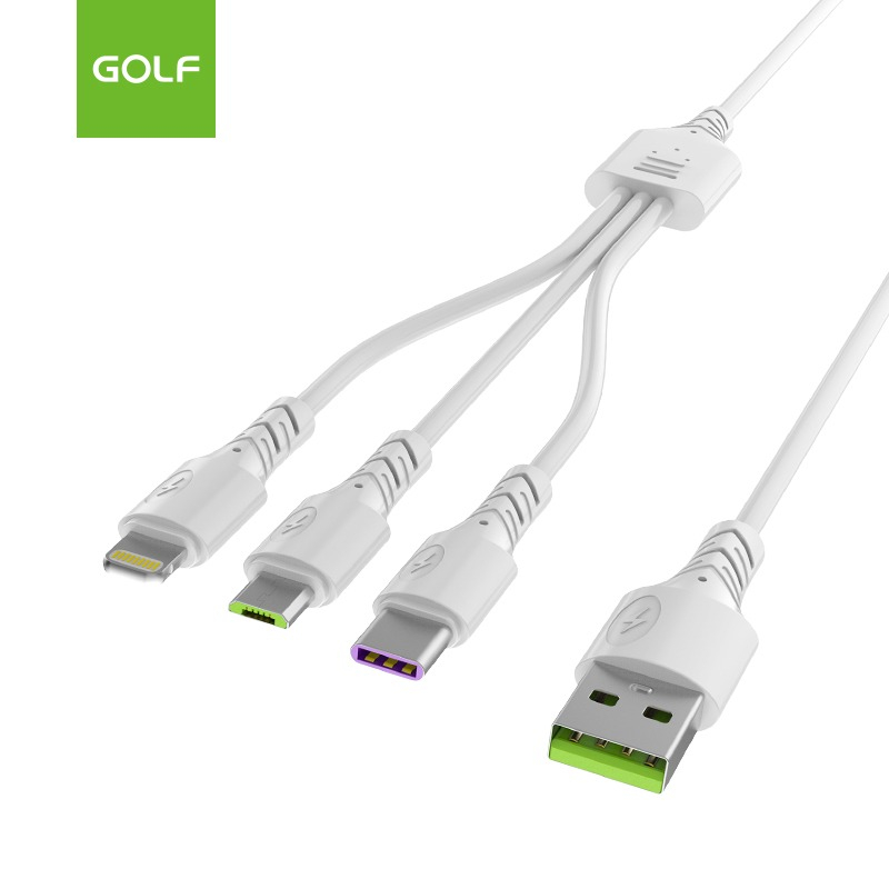 Kabel data golf 3in1 Charging Cable 3A GOLF GC-85 100cm micro type c iph8 kbel casan universal smua hp smartphone original fast charging high speed cable PROMO SEN