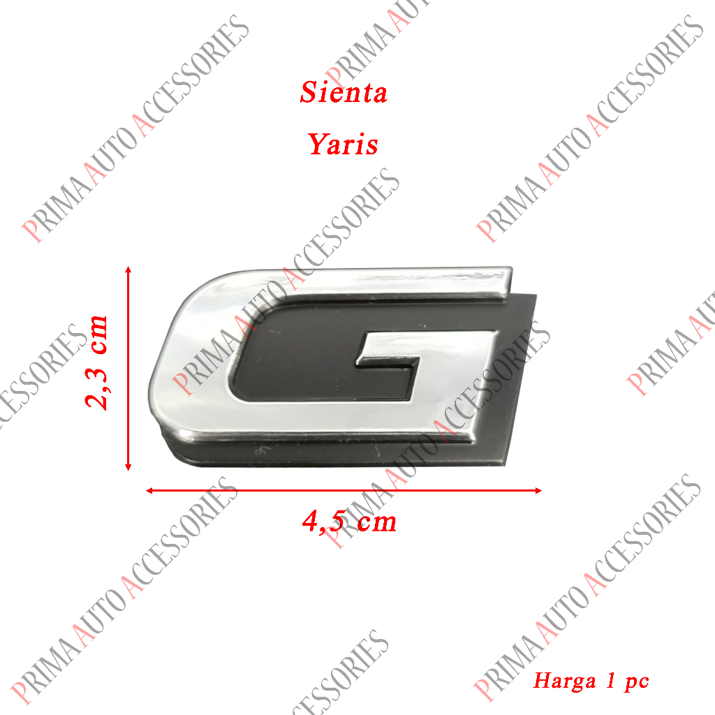 Emblem Mobil Huruf G untuk Bagasi New Vios / Yaris / Sienta