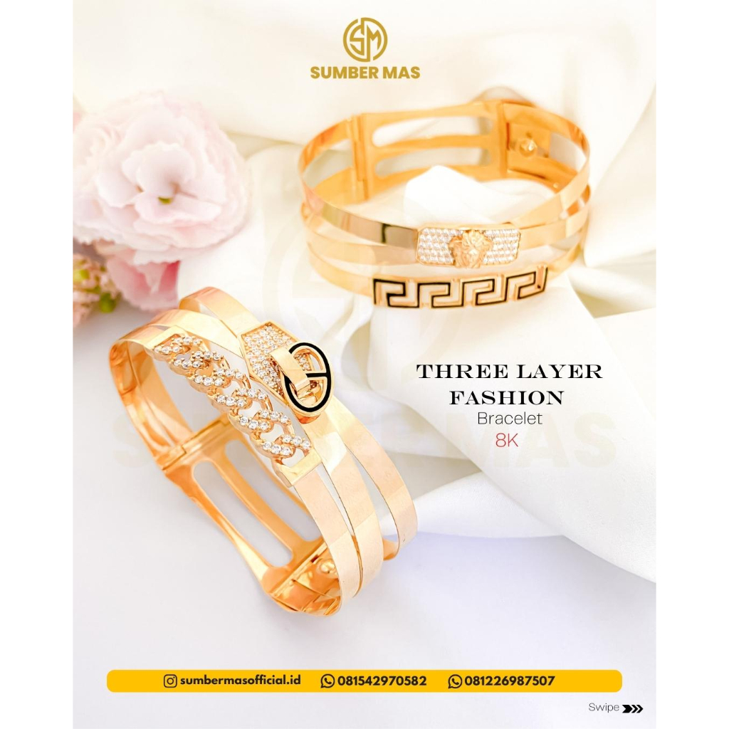 GELANG THREE LAYER KEKINIAN FASHION 8K - SUMBER MAS