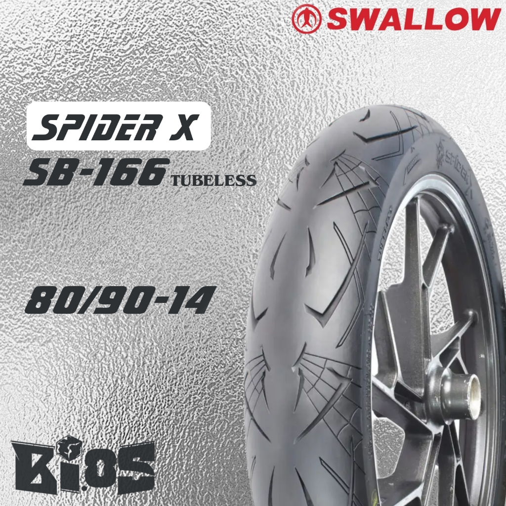 SWALLOW SPIDER X SB-166 BAN TUBELESS RING 14 UKURAN 80/90-14 &amp; 90/90-14 BAN MATIC BEAT VARIO GENIO NEX MIO LEXY