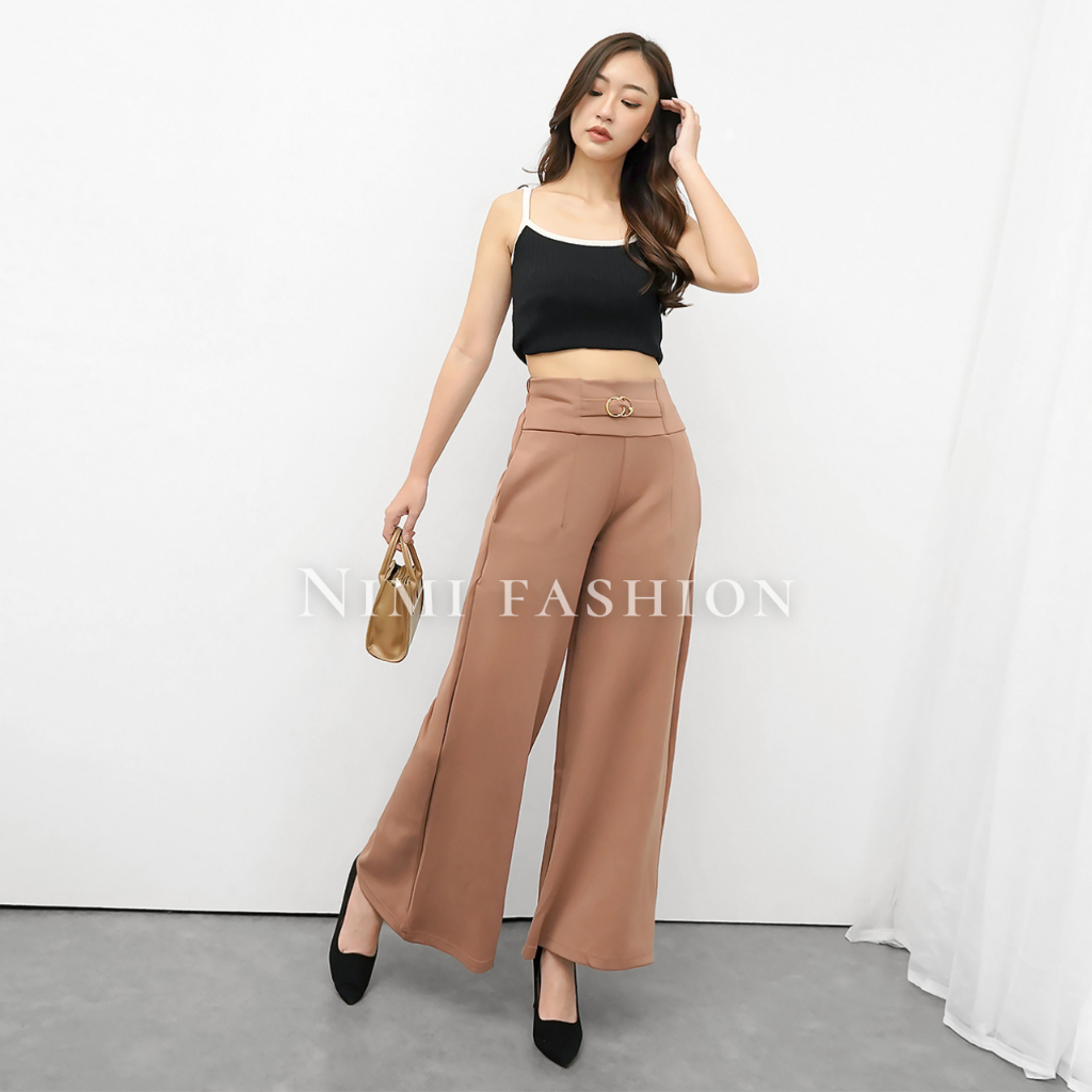 NIMI - Yora Cullotes Celana Kulot Scuba Highwaist Wanita Wide Leg Premium