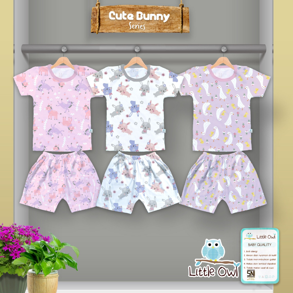 Little Owl 3 Setelan Panjang Oblong SML (3-18 Bulan) Baju Pendek Celana Pendek Baju Panjang Celana Panjang Baju Bayi Newborn Arevyonlineshop Pakaian Bayi Setelan Bayi Laki Laki Bayi Perempuan Set Baju Bayi Perempuan