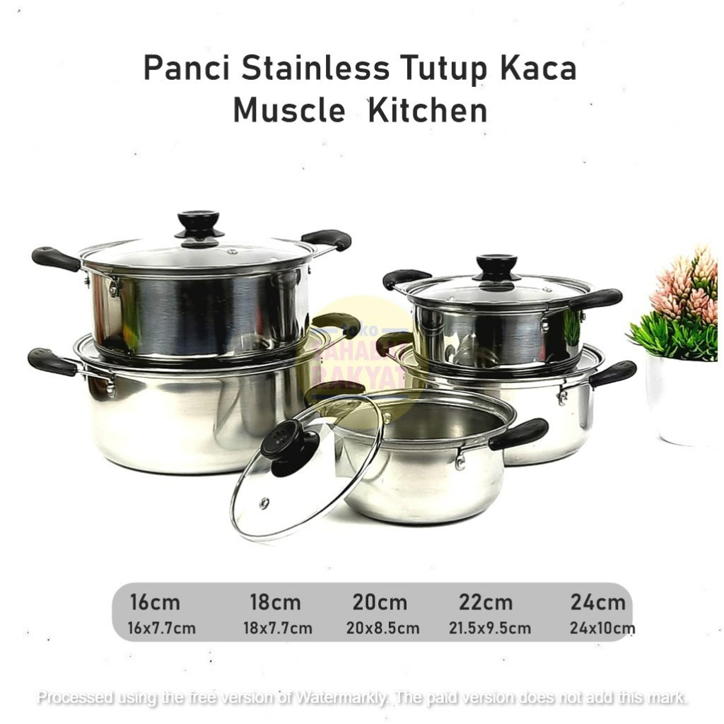 Panci Tutup Kaca Muscle Kitchen 18cm