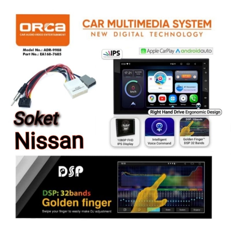 Head Unit ANDROID 7 inch RAM 2/32GB ORCA ADR 9988 Soket NISSAN