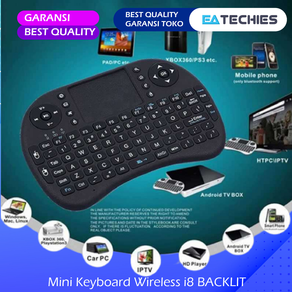 Mini Keyboard Wireless i8 LED Mouse Touchpad Smart TV CCTV Remote Box