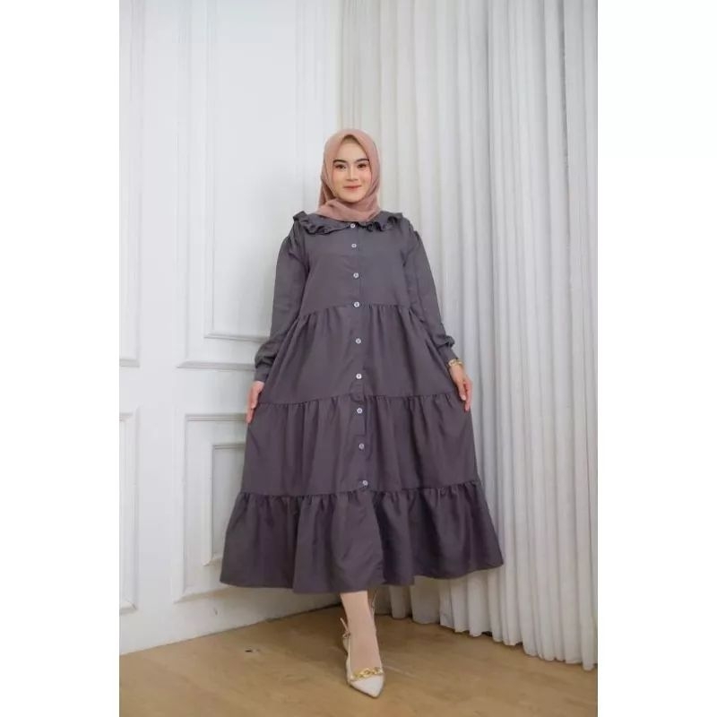 Gamis rayon rempel susun polos