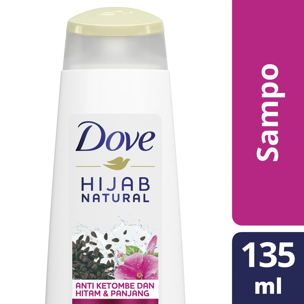 DOVE SHAMPOO NATURAL HIJAB ANTI KETOMBE RAMBUT HITAM PANJANG HABBATUSSAUDA & HIBICUS 135ML