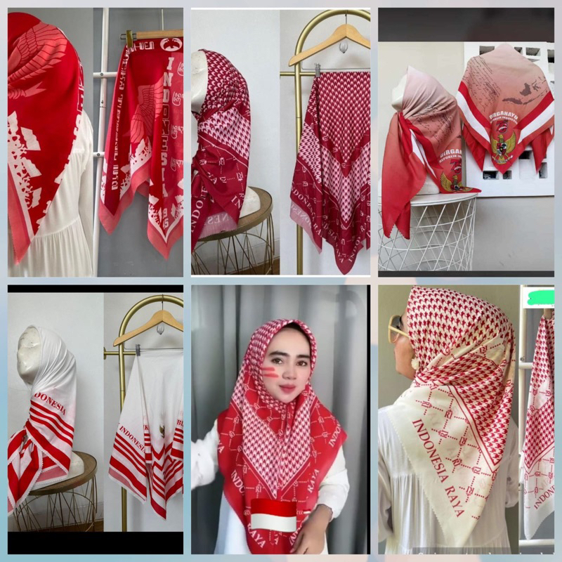 hijab merah putih all yeqrs hijab kemerdekaan hijab agustusan hijab segiempat voal sublime lassercut