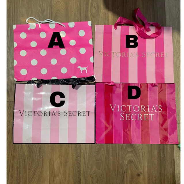 

victoria’s secret vs paperbag paper bag dots line pink kertas belanja kantong original