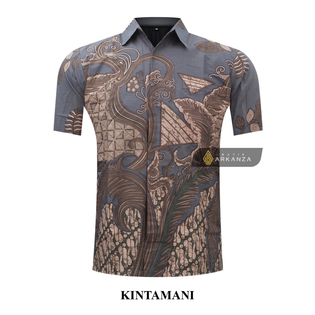 BATIK ARKANZA Motif KINTAMANI Hem Atasan Kemeja Baju Batik Pria Cowok Laki Laki Slimfit Full Lapis Furing Lengan Panjang Lengan Pendek Original Asli