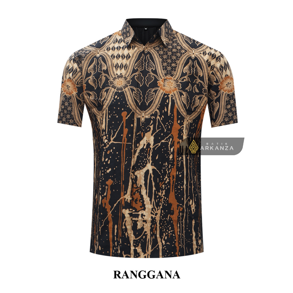 BATIK ARKANZA Motif RANGGANA Hem Atasan Kemeja Baju Batik Pria Cowok Laki Laki Slimfit Full Lapis Furing Lengan Panjang Lengan Pendek Original Asli