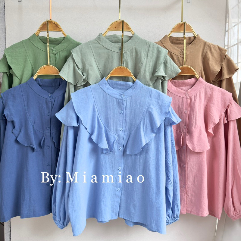 Baju Blouse Wanita Bahan Katun Linen Premium - Akira Shirt - Blouse Wanita