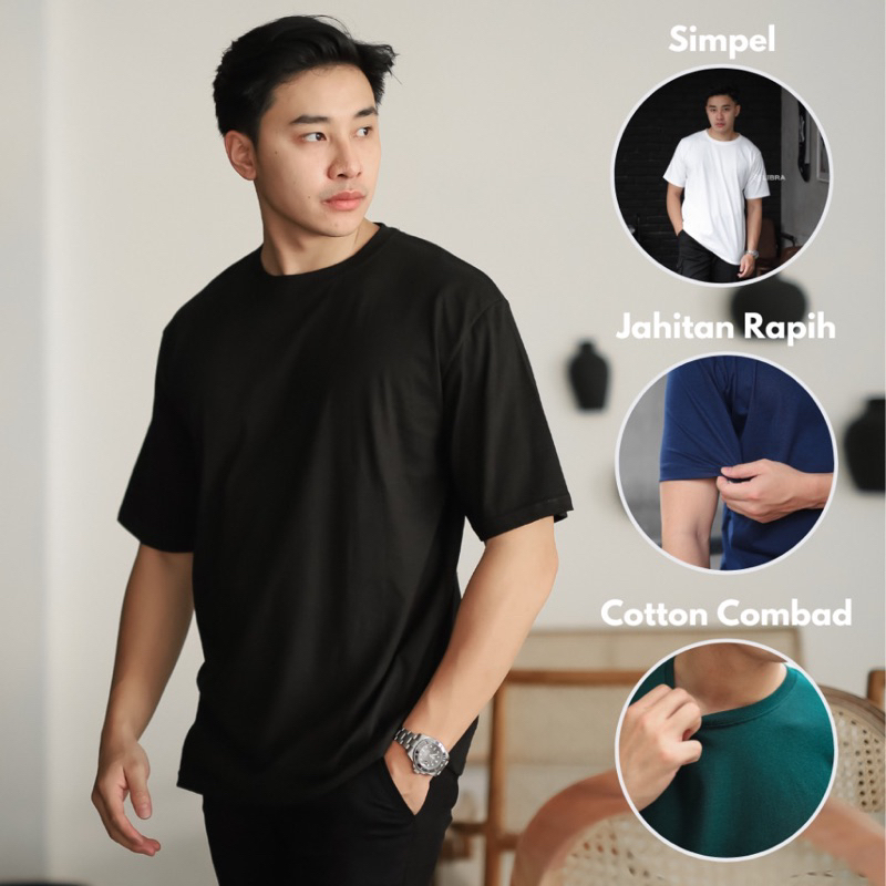 Kaos polos pria cotton combed 24s slimfit tebal