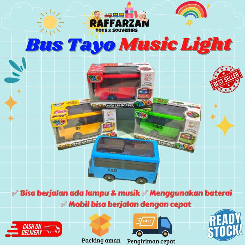 Bus Tayo Lampu dan Menari Mainan Anak Bis Tayo Mobil Tayo Baterai Bus Tayo Music Light Bus Tayo Danc
