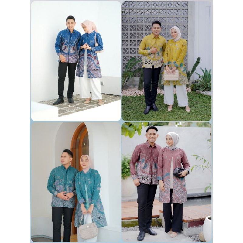 Batik Tunik Couple Modern Set Pakaian Couple Kemeja Batik Pria Premium Baju Batik Couple