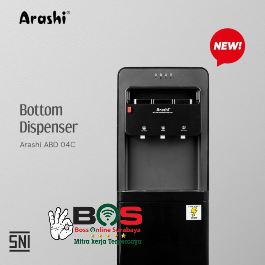 Arashi Dispenser ABD 04C Galon Bawah ABD-04C Panas Normal Dingin 400 Watt