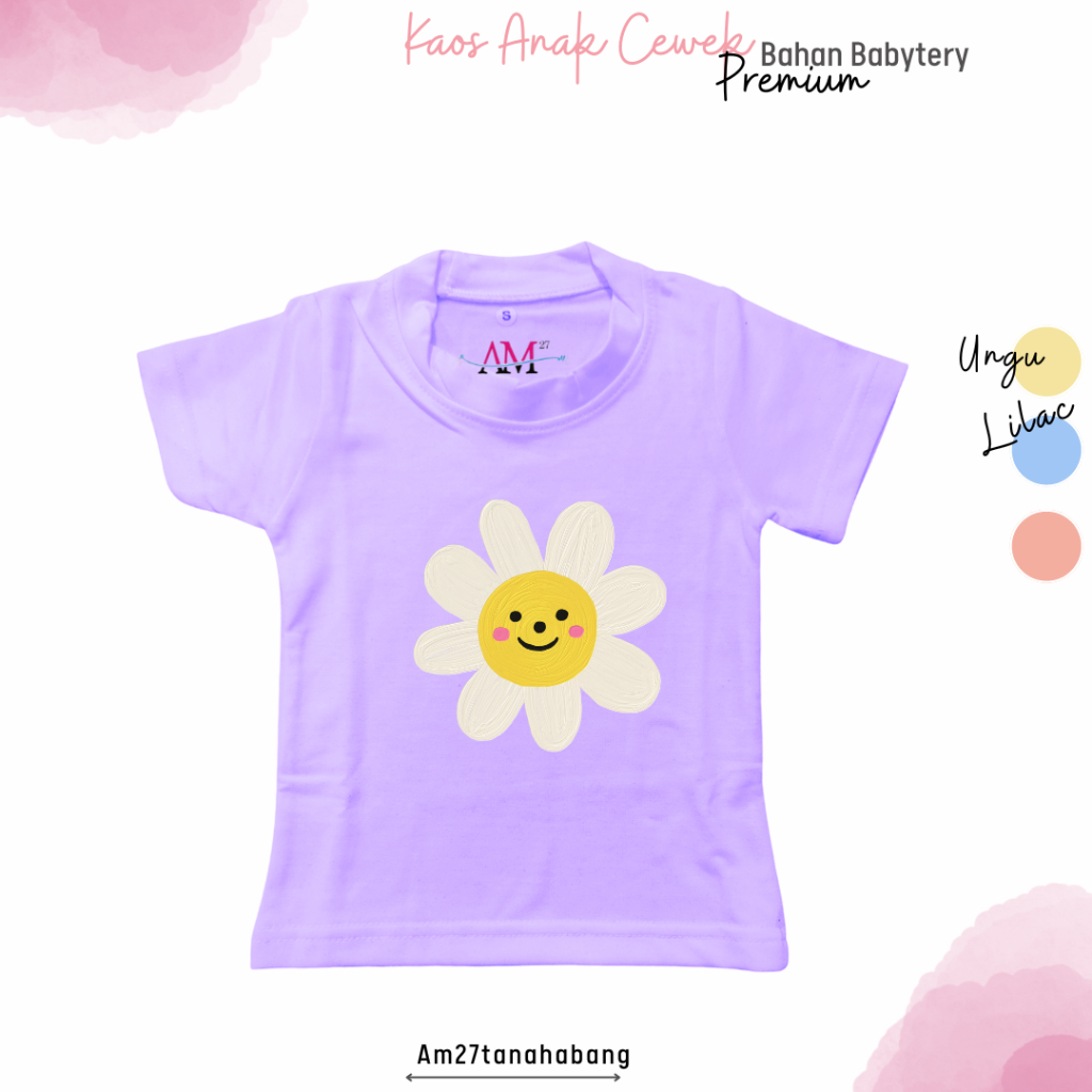 003 Premium Production! Kaos Anak Cewek BABYTERY Spandek 1-9 tahun motif DAISY