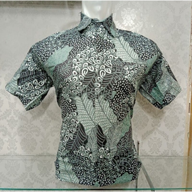 kemeja batik hijau mint