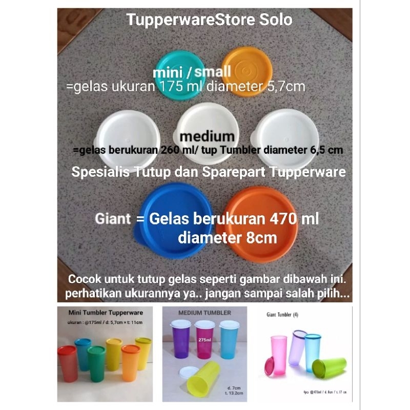 Tutup Tumbler Tupperware //Tutup gelas // Giant Tumbler // Medium Tumbler // Mini tumbler // Tupperw