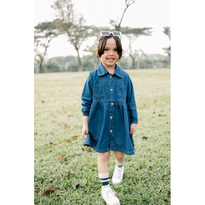 JENNIE JEANS / DRESS JEANS ANAK PEREMPUAN / TUNIK JEANS ANAK PEREMPUAN / BAJU JEANS ANAK PEREMPUAN