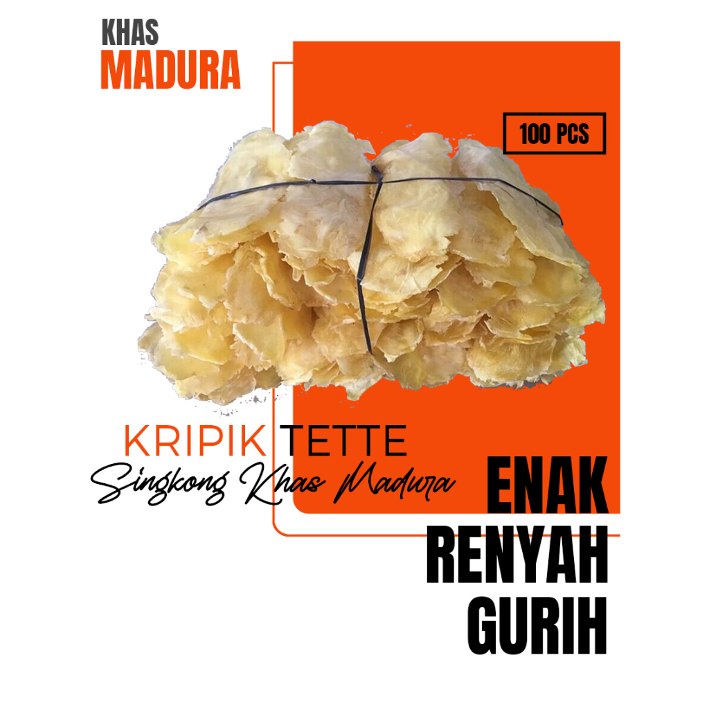 

Kripik Tette (100 pcs) Krupuk Ukuran Sedang, Kripik Singkong, Camilan Madura, Tette Murah