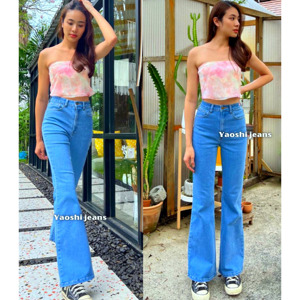 YAOSHI -Jeans High Waist Cutbray Wanita - Celana Cutbray Basic Jeans Melar , Ngaret, Elastis - Cutbray Pinggang Tinggi New  Trend 2023