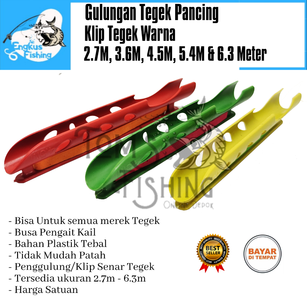 Penggulung Senar Klip Tegek Pancing 2.7M - 6.3M Warna Warni Murah Tebal - Engkus FIshing