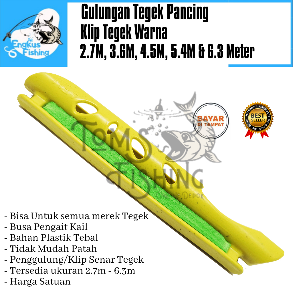 Penggulung Senar Klip Tegek Pancing 2.7M - 6.3M Warna Warni Murah Tebal - Engkus FIshing