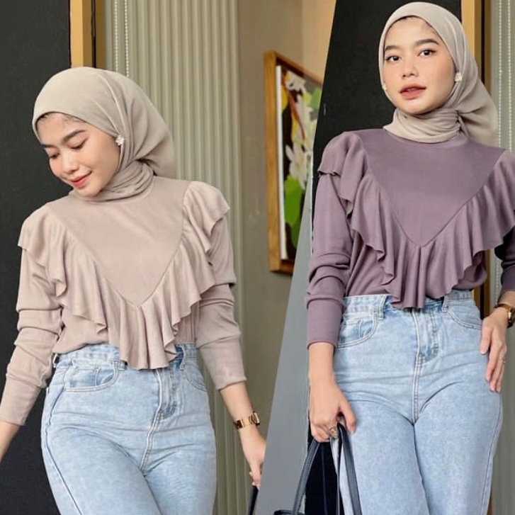 Sweater Wanita All Size Bahan Melar - Atasan Wanita Polos