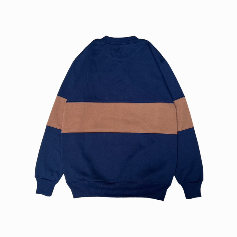 PHOMPPHIESS Sweater Crewneck Navy Strip Mocca Sweater Kombinasi Pria Wanita