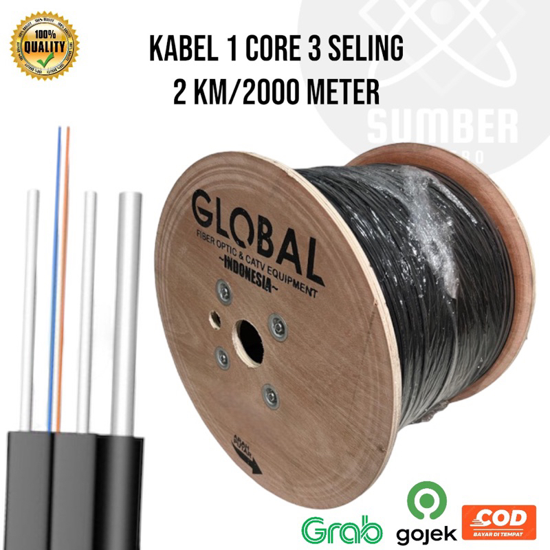 KABEL GLOBAL 1 CORE 3 SELING 2 KM/ 2000 M KABEL FO DROPCORE FIBER OPTIC