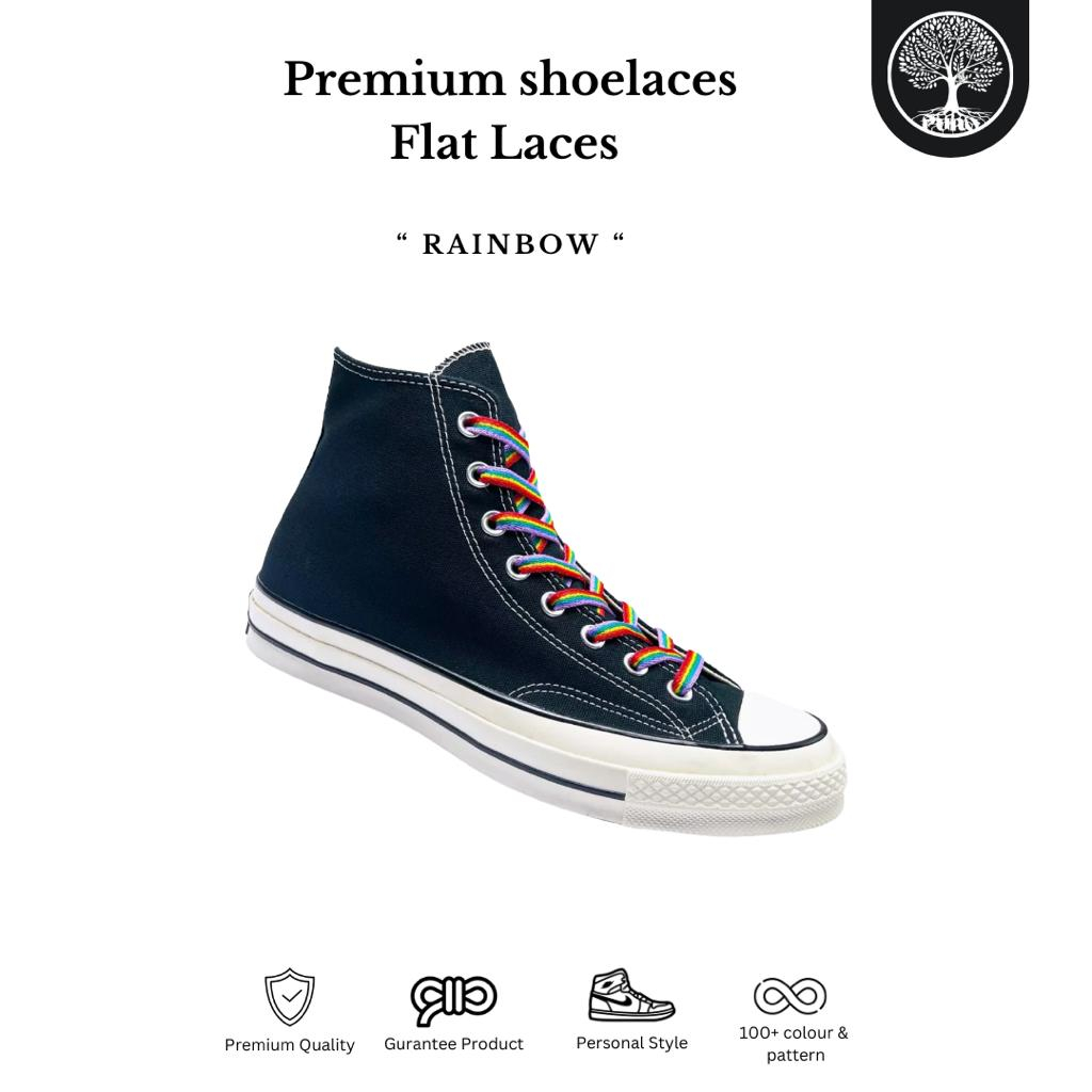 TALI SEPATU GEPENG MOTIF PELANGI RAINBOW SHOELACES | PREMIUM SHOELACES