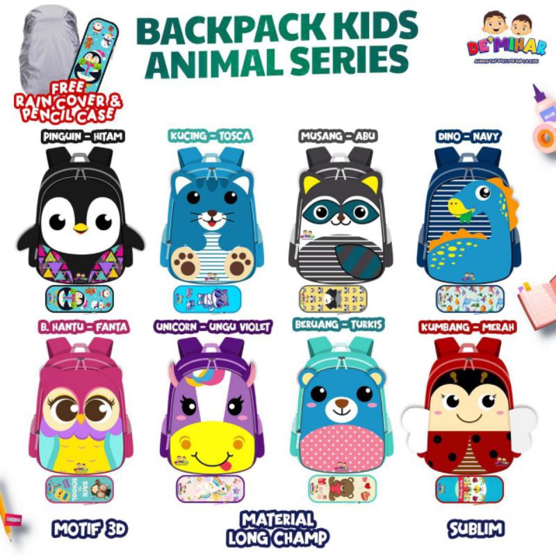 [ BACKPACK ANIMAL ] By Demihar tas ransel anak motif animal tas lucu anak samarinda tas sekolah Bali